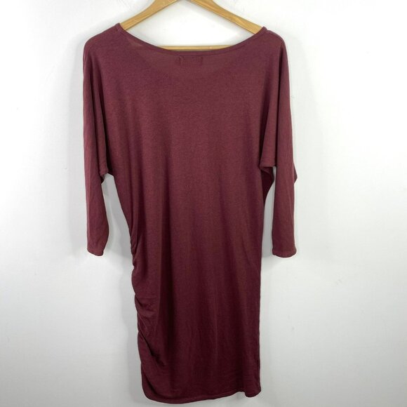 Nation LTD Dress Womens Size Large 3/4 Dolman Sleeve Round Neck Ruched Stretch - Picture 3 of 3